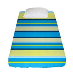 Stripes Yellow Aqua Blue White Fitted Sheet (single Size) by BangZart