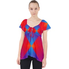 Geometric Blue Violet Red Gradient Lace Front Dolly Top