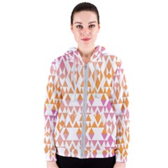 Geometric Abstract Orange Purple Women s Zipper Hoodie by BangZart