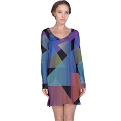 Triangle Gradient Abstract Geometry Long Sleeve Nightdress