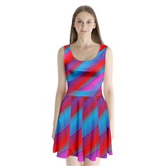 Diagonal Gradient Vivid Color 3d Split Back Mini Dress  by BangZart