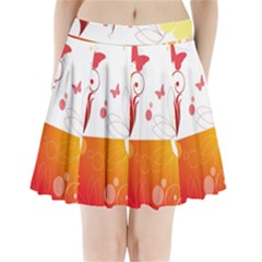 Spring Butterfly Flower Plant Pleated Mini Skirt by BangZart