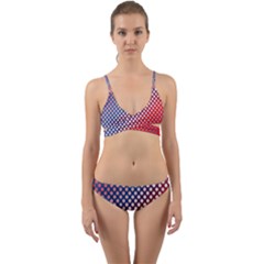 Dots Red White Blue Gradient Wrap Around Bikini Set