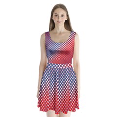 Dots Red White Blue Gradient Split Back Mini Dress  by BangZart