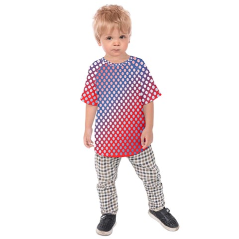 Dots Red White Blue Gradient Kids Raglan Tee by BangZart