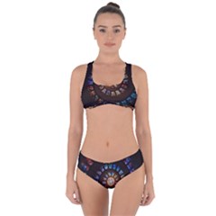 Stained Glass Spiral Circle Pattern Criss Cross Bikini Set