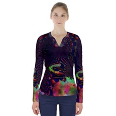 The Fourth Dimension Fractal V-neck Long Sleeve Top