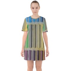 Pastels Cretaceous About Color Sixties Short Sleeve Mini Dress by BangZart