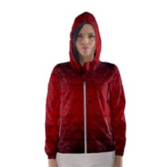 Red Grunge Texture Black Gradient Hooded Wind Breaker (women) by BangZart