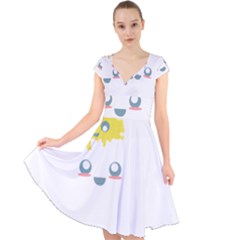 Cloud Cloudlet Sun Sky Milota Cap Sleeve Front Wrap Midi Dress