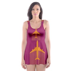 Airplane Jet Yellow Flying Wings Skater Dress Swimsuit by BangZart