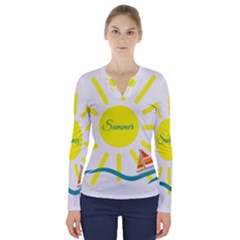 Summer Beach Holiday Holidays Sun V-neck Long Sleeve Top