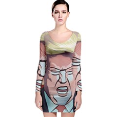 Donald Trump Pop Art President Usa Long Sleeve Bodycon Dress by BangZart