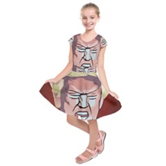 Donald Trump Pop Art President Usa Kids  Short Sleeve Dress by BangZart