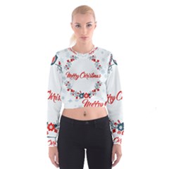 Merry Christmas Christmas Greeting Cropped Sweatshirt by BangZart