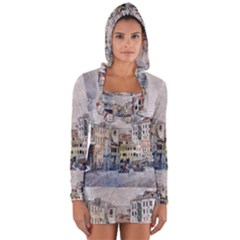 Venice Small Town Watercolor Long Sleeve Hooded T-shirt by BangZart