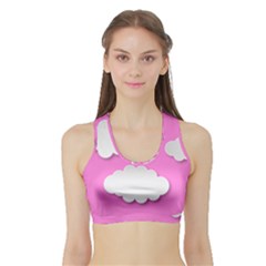 Clouds Sky Pink Comic Background Sports Bra With Border by BangZart