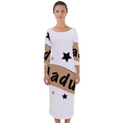 Einladung Lettering Invitation Banner Quarter Sleeve Midi Bodycon Dress