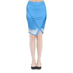 Sky Blue Blue Sky Clouds Day Midi Wrap Pencil Skirt