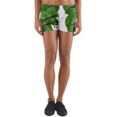 Plant Berry Leaves Green Flower Yoga Shorts by BangZart