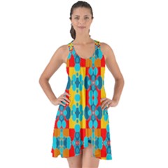 Pop Art Abstract Design Pattern Show Some Back Chiffon Dress