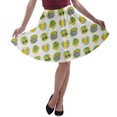 St Patrick S Day Background Symbols A-line Skater Skirt by BangZart