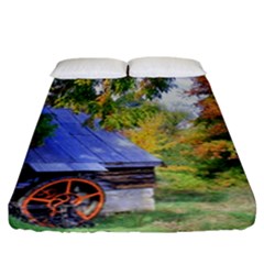 Landscape Blue Shed Scenery Wood Fitted Sheet (california King Size)