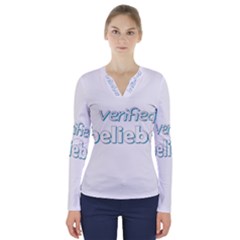 Verified Belieber V-neck Long Sleeve Top