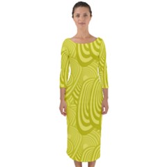 Yellow Oval Ellipse Egg Elliptical Quarter Sleeve Midi Bodycon Dress