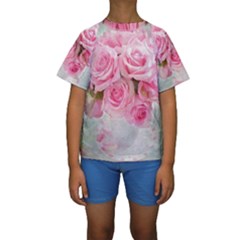 Pink Roses Kids  Short Sleeve Swimwear by NouveauDesign