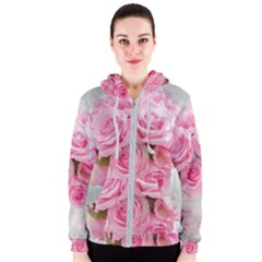 Pink Roses Women s Zipper Hoodie by NouveauDesign