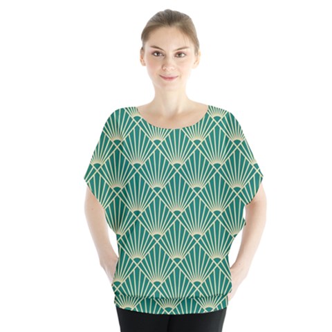 Green Fan  Blouse by NouveauDesign