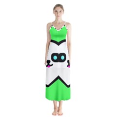 Panda Bear Button Up Chiffon Maxi Dress by Celenk