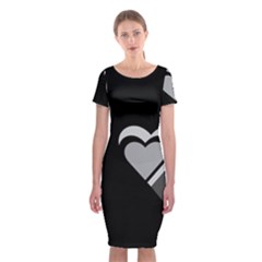 Heart Love Black And White Symbol Classic Short Sleeve Midi Dress by Celenk