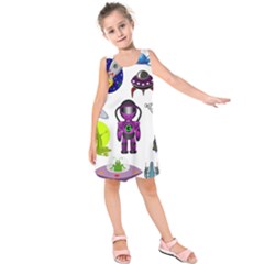 Space Clip Art Aliens Space Craft Kids  Sleeveless Dress