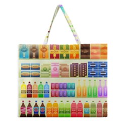 Supermarket Shelf Products Snacks Zipper Large Tote Bag by Celenk