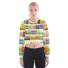 Supermarket Shelf Products Snacks Cropped Sweatshirt by Celenk