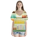 Supermarket Shelf Coffee Tea Grains V-Neck Flutter Sleeve Top View1