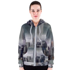 Tornado Storm Lightning Skyline Women s Zipper Hoodie by Celenk