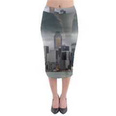 Tornado Storm Lightning Skyline Midi Pencil Skirt by Celenk