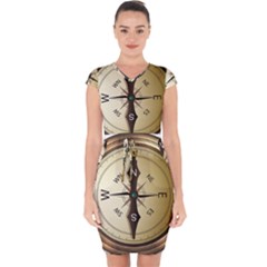 Compass North South East Wes Capsleeve Drawstring Dress 