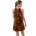 Copper Caramel Swirls Abstract Art Halter Tie Back Chiffon Dress View2