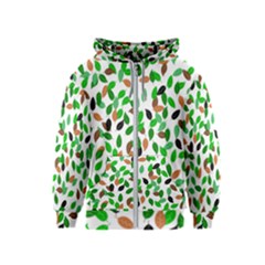 Leaves True Leaves Autumn Green Kids  Zipper Hoodie by Celenk