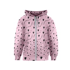 Love Hearth Pink Pattern Kids  Zipper Hoodie