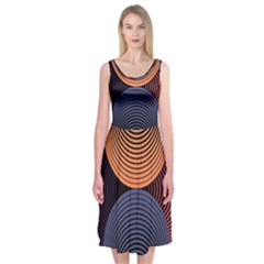 Geometric Swirls Midi Sleeveless Dress by Celenk