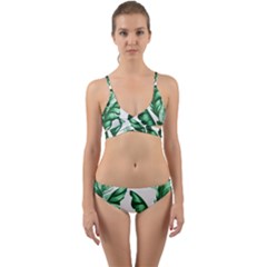 Banana Leaves And Fruit Isolated With Four Pattern Wrap Around Bikini Set by Celenk