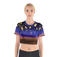 Christmas Background Star Curtain Cotton Crop Top