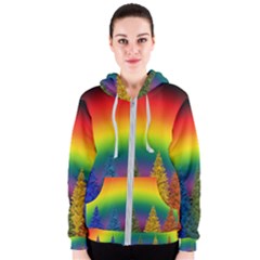 Christmas Colorful Rainbow Colors Women s Zipper Hoodie by Celenk