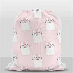 Pattern Cat Pink Cute Sweet Fur Drawstring Bag (small) by Celenk
