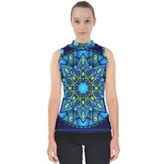 Mandala Blue Abstract Circle Shell Top